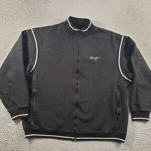 Sean John Jacket Men's 3XL Black Full Zip Cotton Fleece Sweatshirt XXXL Stretch